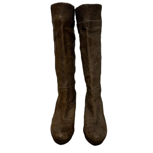 Frye Boots Knew High Brown Leather Heeled Mimi Scrunch Fall Women’s Size 6.5 - Picture 4 of 11